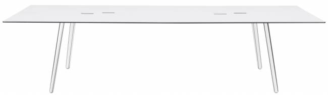 Стол ламинированный с каналом для протяжки проводов Squid OF алюминиевый, белый 2990х1200х730 мм