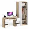 Стол компьютерный МС-2 две тумбы с ящиками с двухдверным шкафом Мори цвет дуб сонома/белый