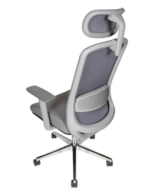 Кресло офисное / Космо грэй / Cosmo grey / база хром /серый пластик / серая сетка / серая ткань