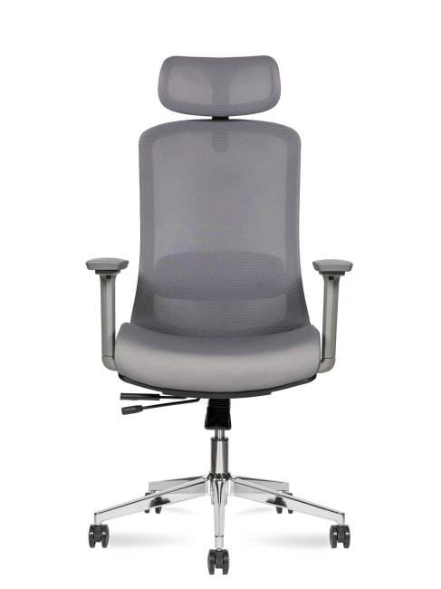 Кресло офисное / Космо грэй / Cosmo grey / база хром /серый пластик / серая сетка / серая ткань