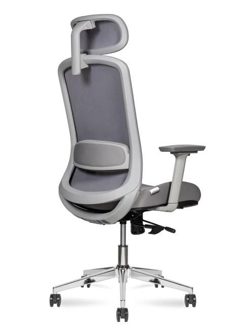 Кресло офисное / Космо грэй / Cosmo grey / база хром /серый пластик / серая сетка / серая ткань