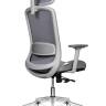 Кресло офисное / Космо грэй / Cosmo grey / база хром /серый пластик / серая сетка / серая ткань