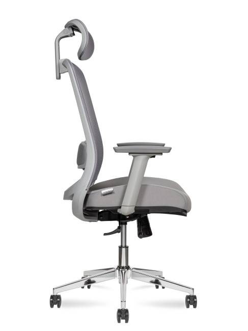 Кресло офисное / Космо грэй / Cosmo grey / база хром /серый пластик / серая сетка / серая ткань