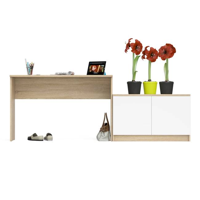Стол письменный 1200 Мори с тумбой с дверками цвет дуб сонома/белый