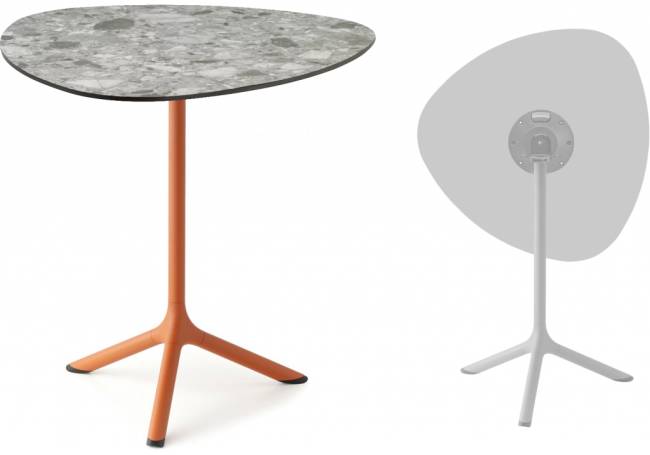 Стол ламинированный обеденный складной Tripe Folding терракотовый, зернистый 640х640х740 мм Стол ламинированный обеденный складной Tripe Folding терракотовый, зернистый 640х640х740 мм