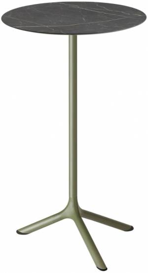 Стол ламинированный барный Tripe оливковый, черный мрамор Сахара Ø600х1100 мм