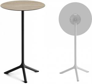 Стол ламинированный барный складной Tripe Folding черный, состаренный дуб тортора Ø600х1100 мм