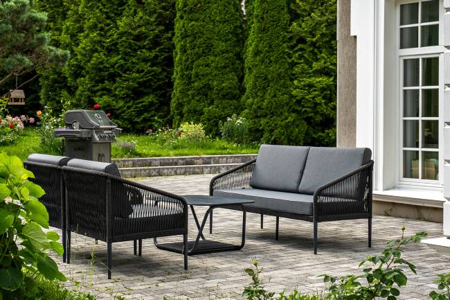 "Канны" лаунж-зона 4-местная плетеная из роупа (веревки), цвет темно-серый