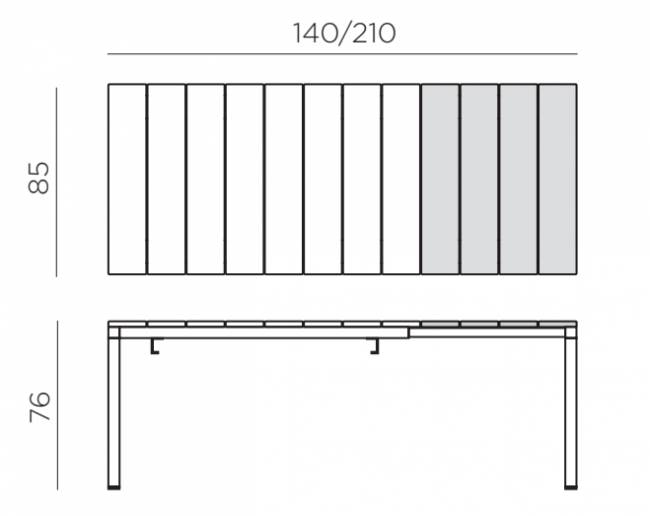 Стол пластиковый раздвижной Rio 140 Extensibile тортора 1400-2100х850х760 мм