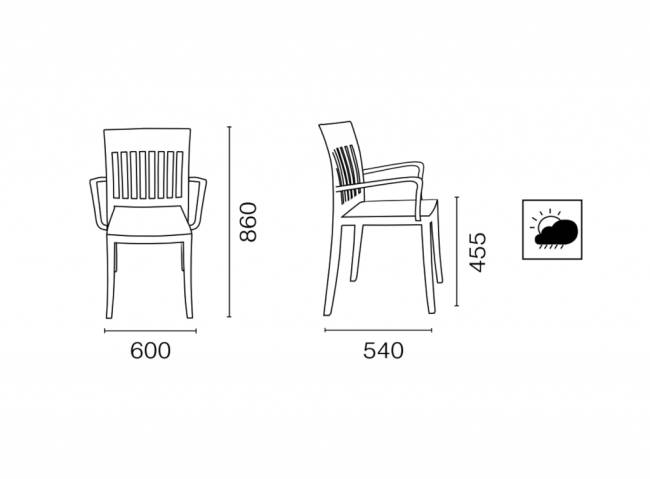 Кресло пластиковое Eden-K темно-желтый 600х540х860 мм
