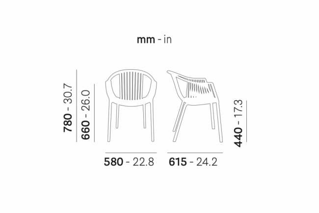 Кресло пластиковое Tatami песочный 580х615х780 мм
