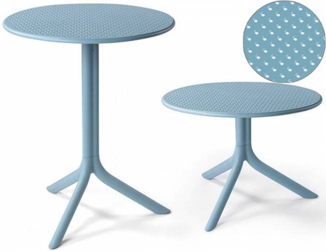 Стол пластиковый обеденный Step + Step Mini голубой Ø605х400-765 мм