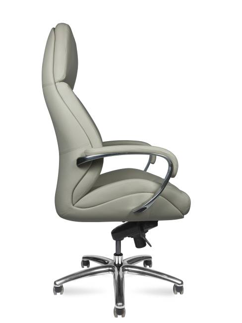 Кресло офисное / Порше / Porsche / светло-серая  кожа / алюминиевая база
