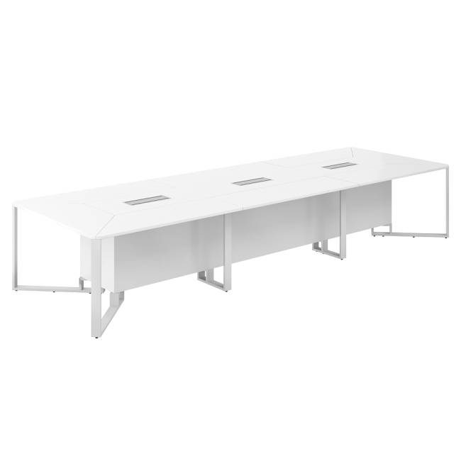 SP.0107.WH.WH.WH / Стол переговорный 4200х1400х750 / столешница:белый, подстолье:белый, металлокаркас:белый, лючок:белый