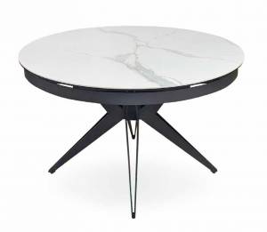 Стол DikLine KW120 керамика белый мрамор C11 глянец/опоры черные (2 уп)