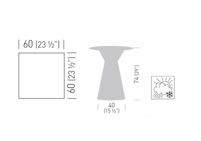 Стол ламинированный Roller Table 600х600х740 мм