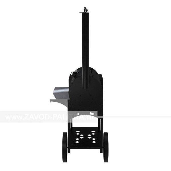 Гриль-Смокер казан XL, из стали толщиной 4 мм, печь слева, в термостойкой покраске