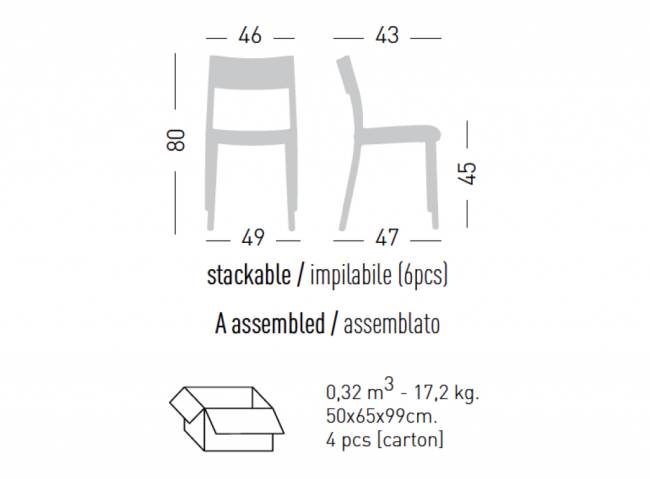 Стул пластиковый To-Me черный 490х470х800 мм