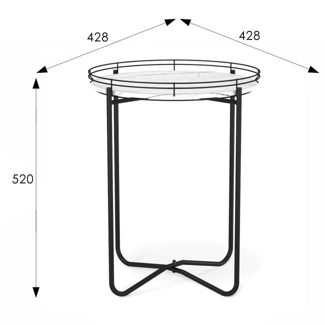 Столик журнальный SHT-CT20 белый мрамор/черный муар