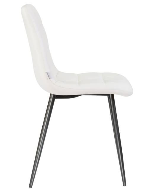 Стул обеденный DOBRIN ALEX, черные матовые ножки, белая экокожа (P-02)
