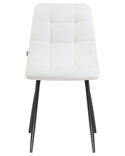 Стул обеденный DOBRIN ALEX, черные матовые ножки, белая экокожа (P-02)