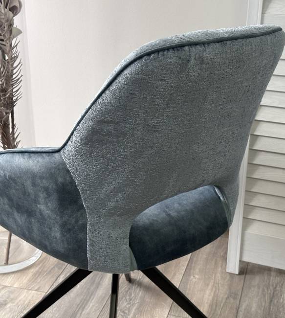 Стул BERRIES 360 град. Синий Loris-37, велюр/ темно-синий 7525-56, велюр/ черный каркас, DISAUR