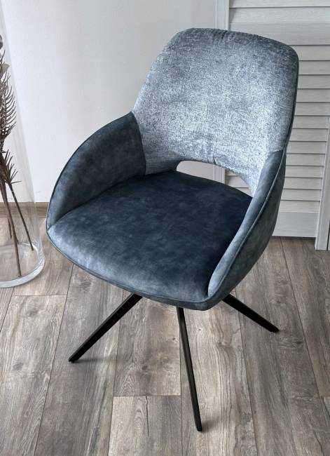 Стул BERRIES 360 град. Синий Loris-37, велюр/ темно-синий 7525-56, велюр/ черный каркас, DISAUR