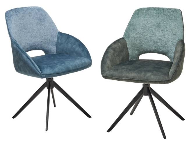 Стул BERRIES 360 град. Синий Loris-37, велюр/ темно-синий 7525-56, велюр/ черный каркас, DISAUR