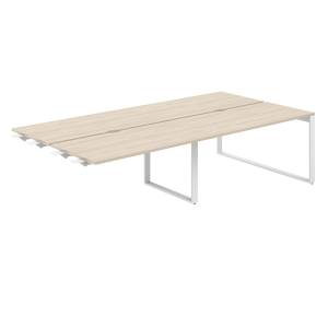 AG.161.AR.V.72.WH  / Рабочая станция комбо 2400х1238х750  / профиль О-образный: 70х20 белый; столешница с вырезом: акация равелло