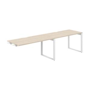 AG.195.AR.V.72.WH / Рабочая станция комбо s-b-s 2800х700х750 / профиль О-образный: 70х20 белый; столешница с вырезом; столешница: акация равелло