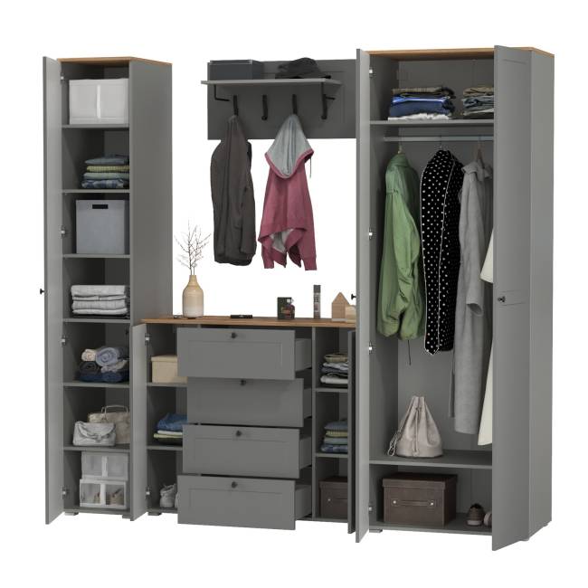Остин мебель для прихожей № 39 цвет серый графит/дуб крафт золотой