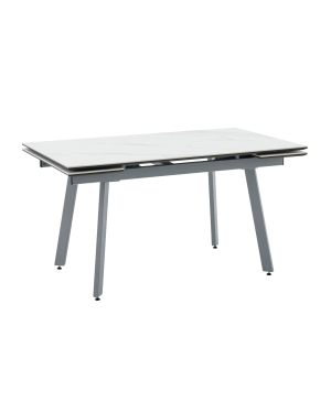 Стол Тайл 140-200/85/75 столешница Snow white подстолье металл серый