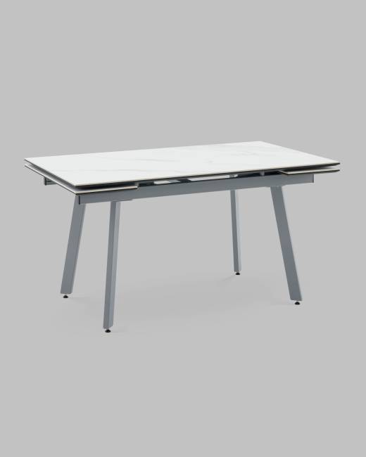 Стол Тайл 140-200/85/75 столешница Snow white подстолье металл серый