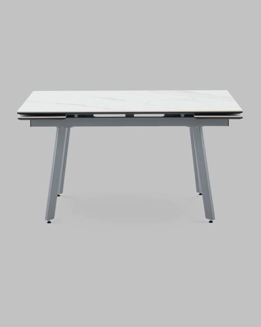 Стол Тайл 140-200/85/75 столешница Snow white подстолье металл серый