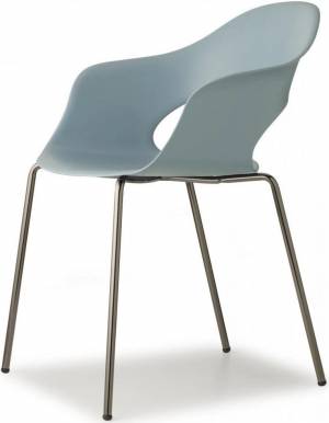 Кресло пластиковое Lady B черный глянцевый никель, голубой 560х580х780 мм