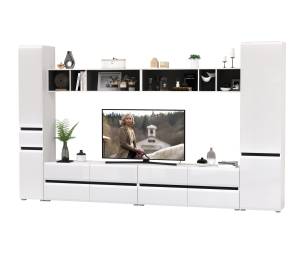 Мебель в гостиную Сидней комплектация № 80 цвет белый/чёрный/МДФ белый глянец