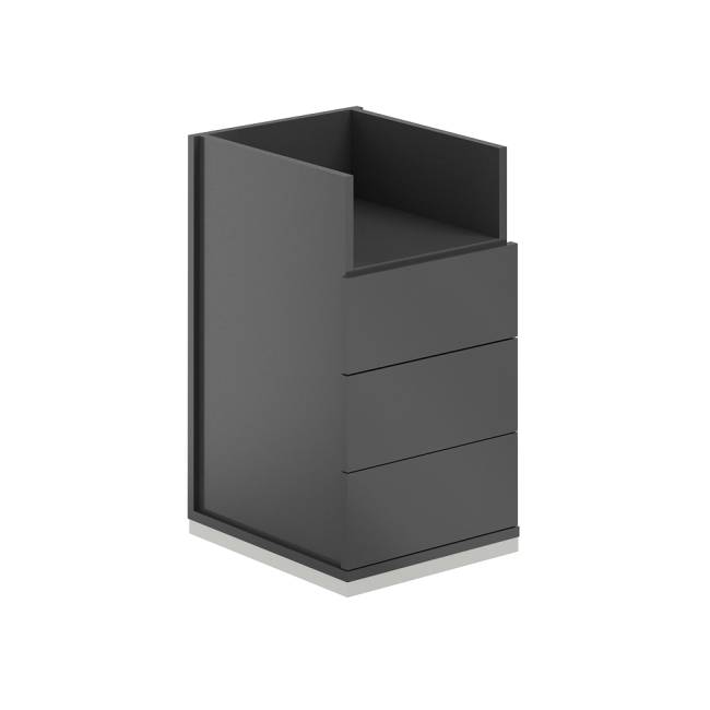 AG.283.AN.AN.AN / Тумба приставная 3 ящ. ЛДСП+ниша / корпус:антрацит, топ/дно:антрацит, фасады:антрацит