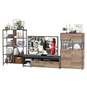 Гостиная с комодом-витриной с подсветкой серии Трувор № 58 цвет дуб гранж песочный/интра