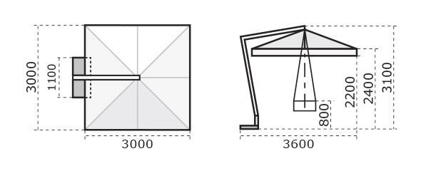 Зонт профессиональный 3х3 м Torino Braccio имитация ироко, слоновая кость 3000х3000 мм Зонт профессиональный 3х3 м Torino Braccio имитация ироко, слоновая кость 3000х3000 мм