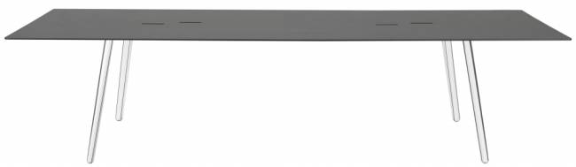 Стол ламинированный с каналом для протяжки проводов Squid OF алюминиевый, антрацит 2990х1200х730 мм