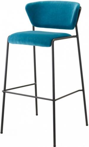 Стул полубарный с обивкой Lisa антрацит, синий 500х500х890 мм