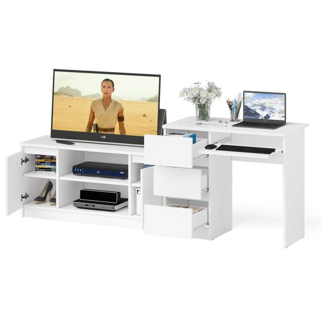 Стол компьютерный однотумбовый МС-6 левый с тумбой 1200-1 Мори цвет белый