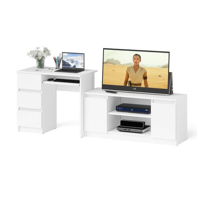 Стол компьютерный однотумбовый МС-6 левый с тумбой 1200-1 Мори цвет белый