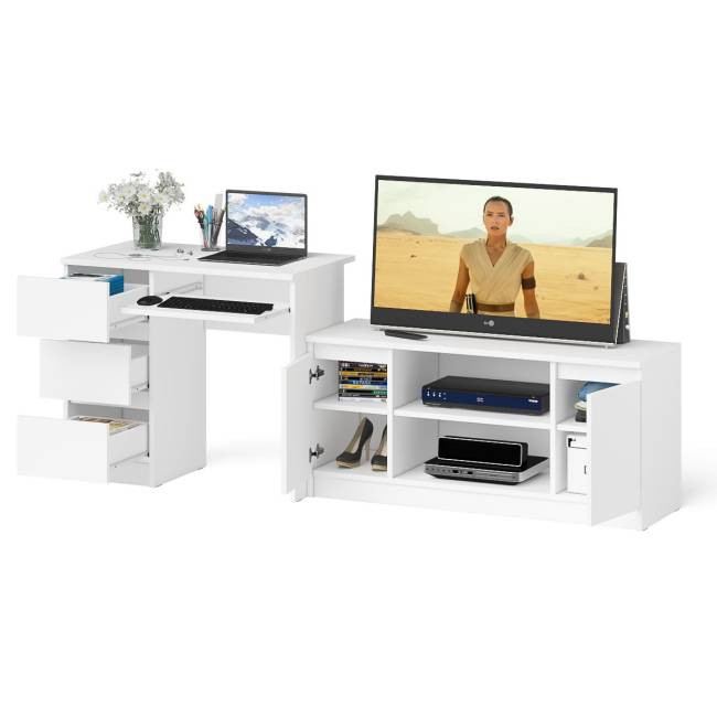 Стол компьютерный однотумбовый МС-6 левый с тумбой 1200-1 Мори цвет белый