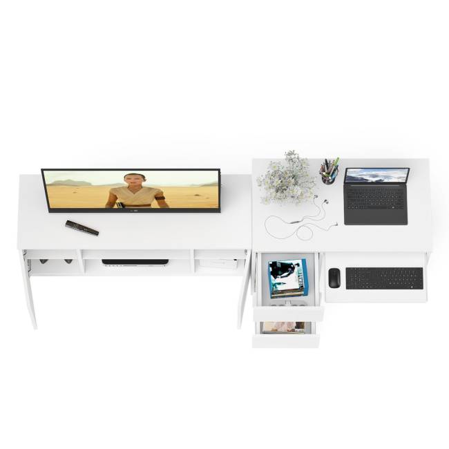 Стол компьютерный однотумбовый МС-6 левый с тумбой 1200-1 Мори цвет белый