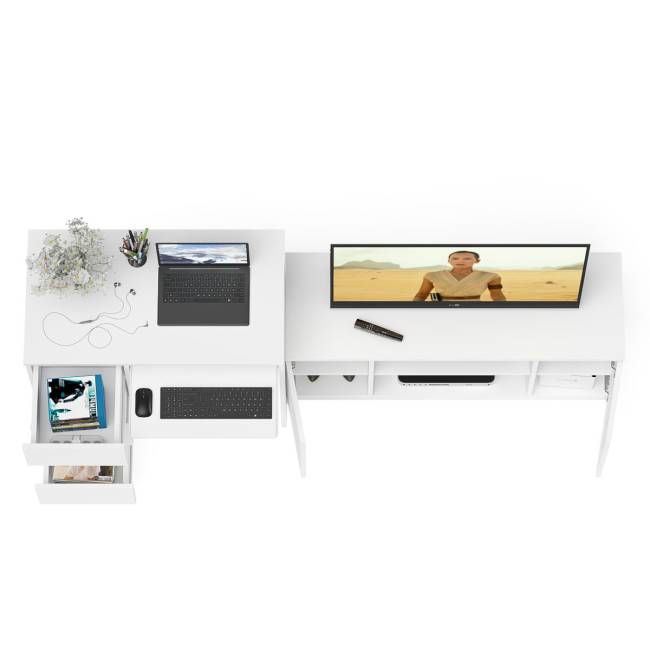 Стол компьютерный однотумбовый МС-6 левый с тумбой 1200-1 Мори цвет белый