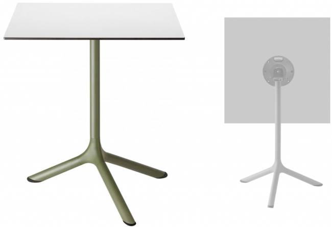 Стол ламинированный обеденный складной Tripe Folding оливковый, белый 600х600х740 мм