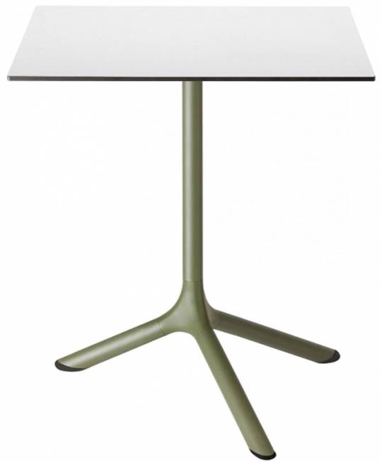 Стол ламинированный обеденный складной Tripe Folding оливковый, белый 600х600х740 мм