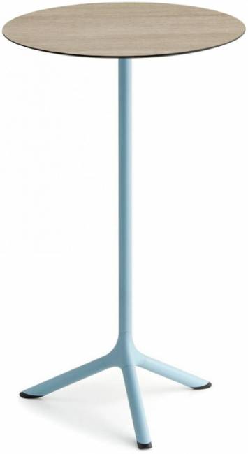 Стол ламинированный барный складной Tripe Folding голубой, состаренный дуб тортора Ø600х1100 мм