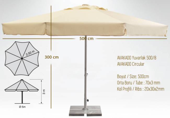 Зонт профессиональный Ø5 м Avocado Ø5000 мм